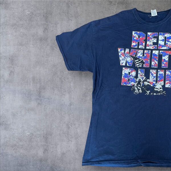 【US古着】ネイビー 3XL Tシャツ 半袖 レギュラー プリント メンズ レディース 大きいサイズ オーバーサイズ