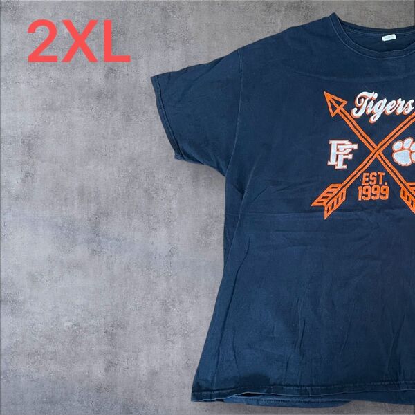 【US古着】ブラック 2XL Tシャツ 半袖 レギュラー プリント メンズ レディース 大きいサイズ オーバーサイズ