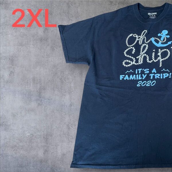 【US古着】ブラック 2XL Tシャツ 半袖 レギュラー プリント メンズ レディース 大きいサイズ オーバーサイズGILDAN