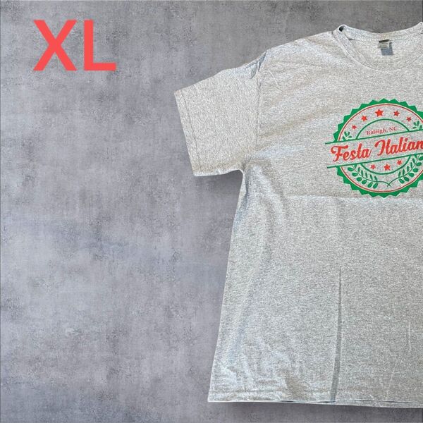 【US古着】グレー XL Tシャツ 半袖 レギュラー プリント メンズ レディース 大きいサイズ オーバーサイズGILDAN