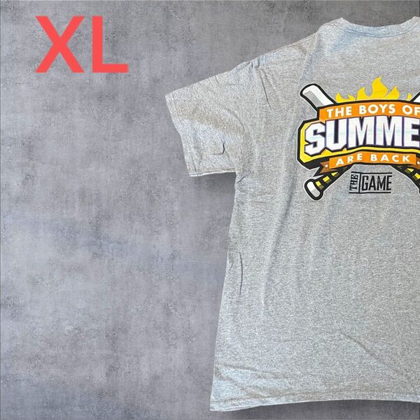 【US古着】グレー XL Tシャツ 半袖 レギュラー プリント メンズ レディース 大きいサイズ オーバーサイズ