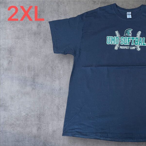 【US古着】ブラック 2XL Tシャツ 半袖 レギュラー プリント メンズ レディース 大きいサイズ オーバーサイズGILDAN
