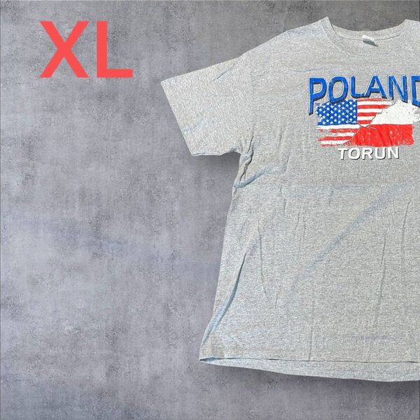 【US古着】グレー XL Tシャツ 半袖 レギュラー プリント メンズ レディース 大きいサイズ オーバーサイズGILDAN