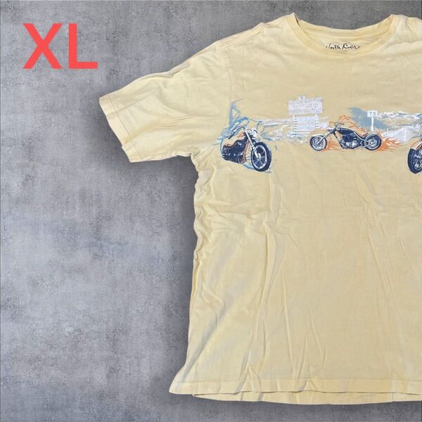 【US古着】ライトイエロー XL Tシャツ 半袖 レギュラー プリント メンズ レディース 大きいサイズ オーバーサイズ