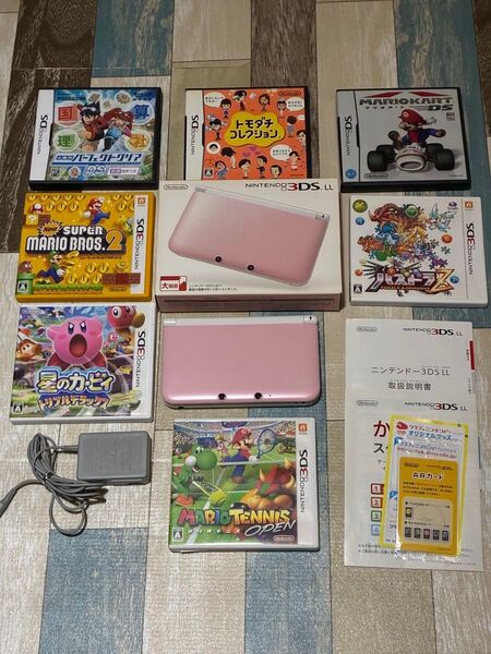 ニンテンドー3DS LL ピンク×ホワイト ソフト12本付き 充電器付き