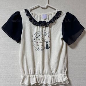 ☆axes femme kids☆フリル付き半袖シャツ 130cm アイボリー