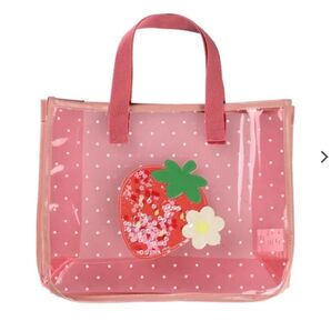 新品未使用★プールバッグ スパンコール いちご ピンク レッド 水玉 ドット ビーチバッグ 女の子 スイミング 水泳