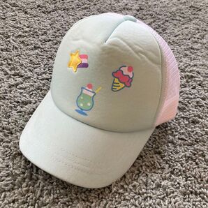 女の子 キャップ ミントグリーン アイスクリーム アジャスター付き 52〜54