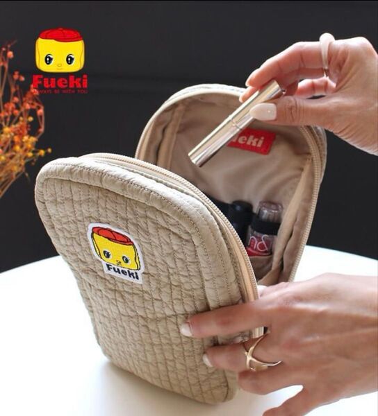 新品/未使用 Fueki フエキ グレー 縦長ポーチ ヌビメイクポーチ