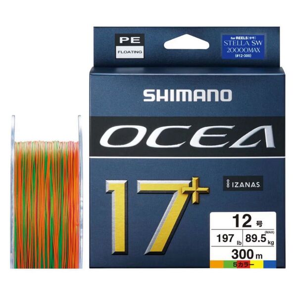 シマノ PEライン オシア 17+ 300m LD-A71Y 12号 (197lb/89.5kg) 5カラー