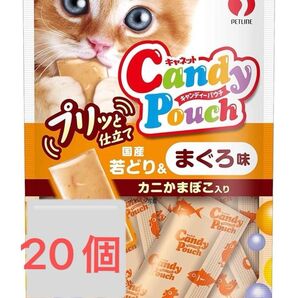 キャネット 猫用おやつ キャンディーパウチ プリッと仕立て 国産若どり&まぐろ味 カニかぼこま入り 48g×20