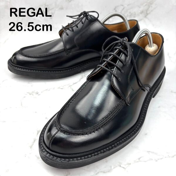 【超美品】REGAL リーガル レザー ラバーソール Uチップ26.5 ブラック 本革 黒 ビジネス