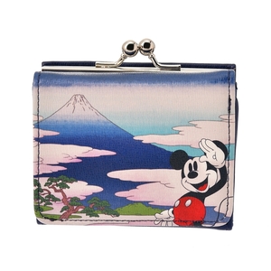  Disney purse * wallet Mickey 3. folding purse ukiyoe Fuji Japan compact purse Mickey Mouse ukiyoe japan Japan 