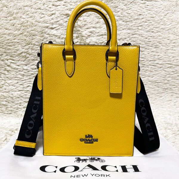 COACH コーチ ディラン トート 2way クロスボディ 斜め掛け ロゴ ジャガード ショルダーバッグ レザー 本革 イエロー
