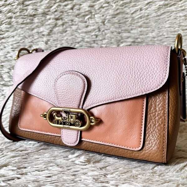 COACH コーチ ショルダーバッグ ジェイド クロスボディ 馬車金具 ホースアンドキャリッジ 斜め掛け レザー 本革 ピンク
