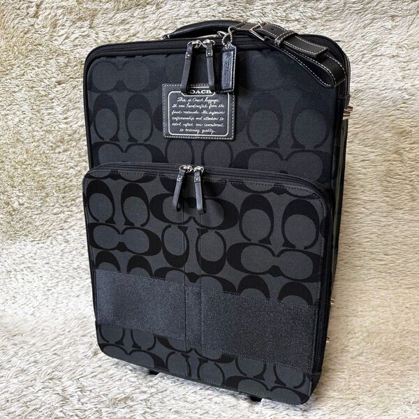 希少 美品 COACH コーチ キャリーケース スーツケース シグネチャー キャンバス レザー トラベルバッグ 出張 ビジネス