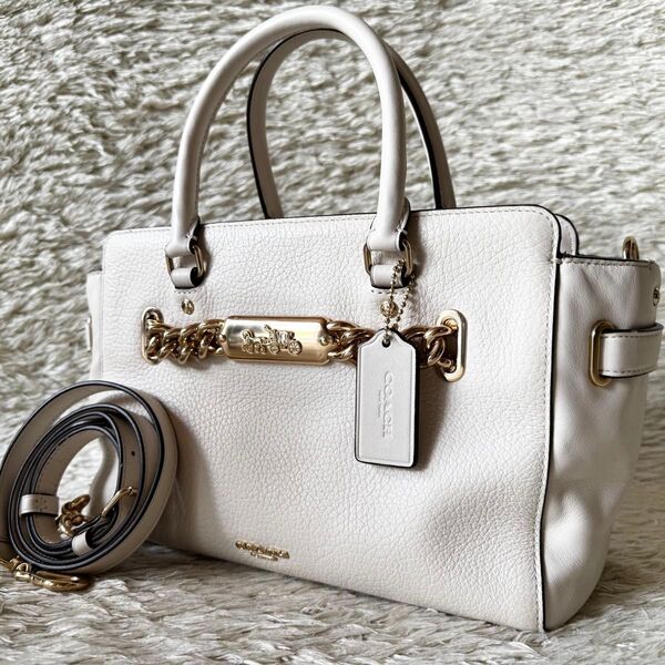 COACH コーチ ハンドバッグ 2way ブレイク キャリーオール ショルダーバッグ 斜め掛け クロスボディ レザー 本革 白
