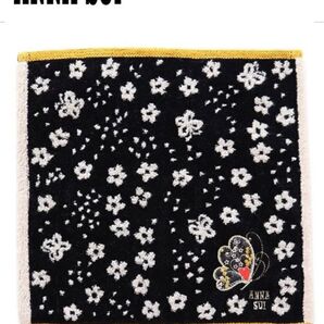 【新品★タグ付き】ANNA SUI タオルハンカチ ブラック 花柄 刺繍