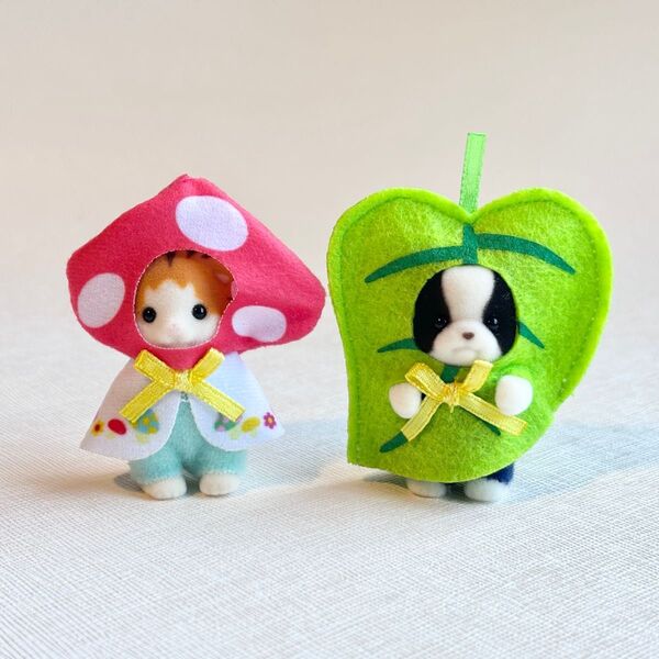 シルバニアファミリー キラキラくじ ひみつの森であそぼ 赤ちゃんペアセット きのこ&はっぱ メイプルネコ フレンチブルドッグ