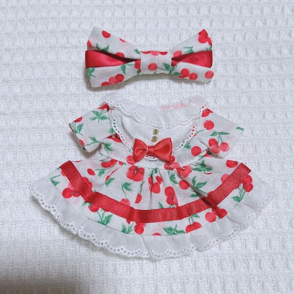 ぬい服 15cm 16cm あんスタ ワンピース リボン さくらんぼ ぬいぐるみ服