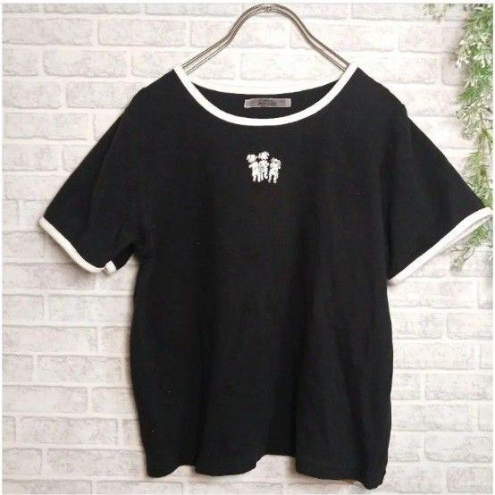 【NICE CLAUP】コラボ 101匹わんちゃん/配色チビTシャツBK フリー