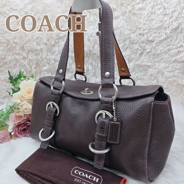 【極美品】COACH コーチ チェルシー サッチェル 本革 シボ革 ハンドバッグ ショルダーバッグ ターンロック ブラウン y2k