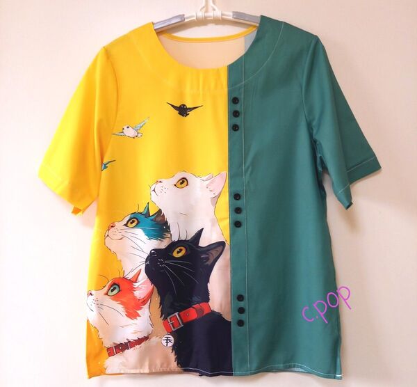 猫 柄シャツ プルオーバー 猫雑貨