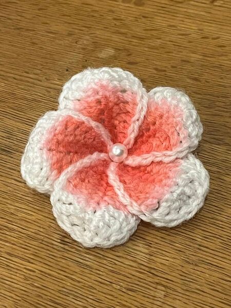 手編みモチーフ プルメリア plumeria ピンク 花 編み物