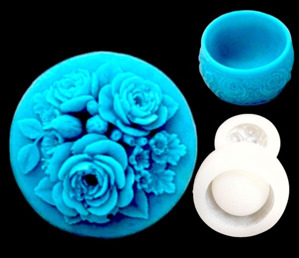 薔薇 器 カップ シリコンモールド シリコン型 バラ 花 キャンドル キャンドルモールド アロマストーン 石膏型 型 立体 道具