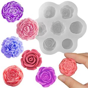 ⑫7種類 薔薇 バラ カメリア 花 シリコンモールド シリコン型 キャンドル キャンドルモールド パーツ 石膏型 立体 型 道具