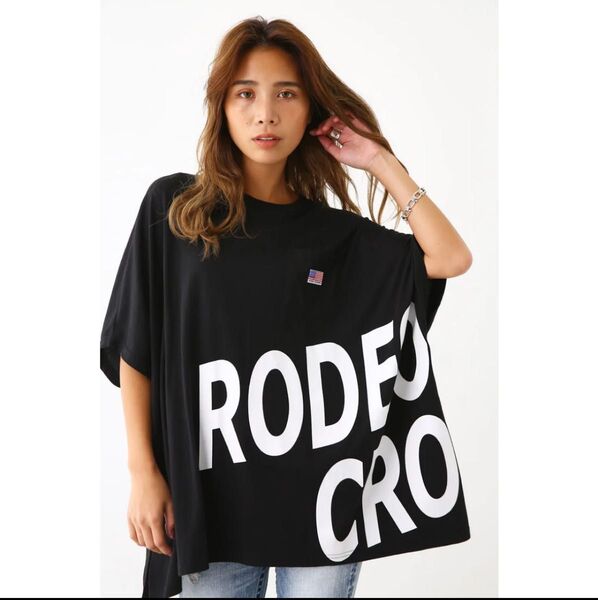 RCWB ロデオクラウンズワイドボウル ロゴポンチョTシャツ ブラック