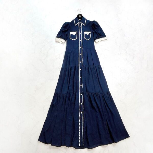 【ダブルスタンダードクロージング】シフォンマキシワンピース ティアード 38