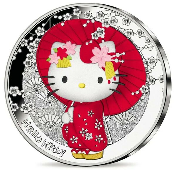 2024 フランス ハローキティ 50周年 日本版 ハローキティ 10 ユーロ プルーフカラー銀貨