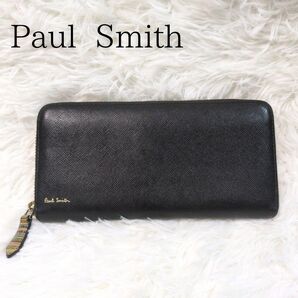 ポールスミス Paul Smith 長財布 ラウンドファスナー レザー ブラック 財布