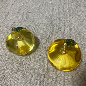 リンゴの置物 2個セット ガラス製 インテリア