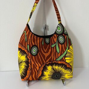No465 アフリカ布 ワンショルダートートバッグ