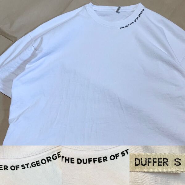 DUFFER Tシャツ 白 ホワイト ダファー 襟プリント クルーネック The DUFFER of ST.GEORGE