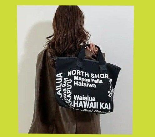 LOCOHAWAII ロコハワイ トートバッグ大容量 【新品未使用】ブラック×ホワイト