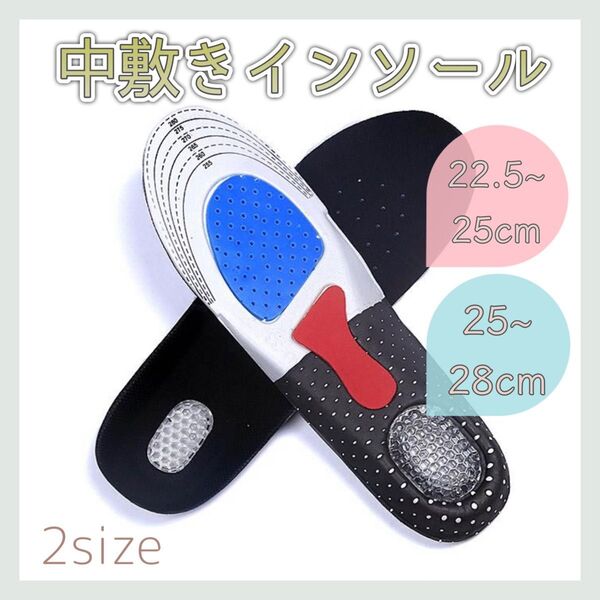 【送料無料】★新品★ 中敷き インソール サイズ調整 衝撃吸収 防臭加工 クッション