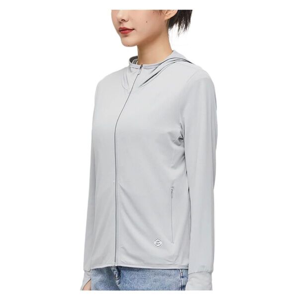 【冷感・UVカット】ラッシュガード レディース M グレー UPF50+ 長袖 水着対応 吸水速乾