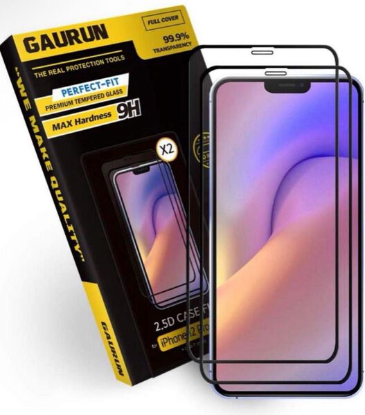 GAURUN iPhone 12 pro Max ガラスフィルム (2枚入り) ×2個 強化ガラス 全面保護 9H お得