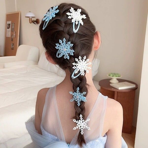 6個 白 雪の結晶 ヘアピン 女の子 プリンセス風 コスプレ アナ雪風 ヘアアレンジ 髪飾り まとめ髪に◎ ドレスに似合う 結婚式