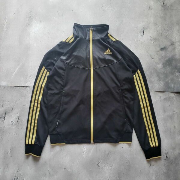 adidas トラックジャケット サイドライン ブラック L ジャージ ロゴ ジャケット ジャージ 黒 アディダス