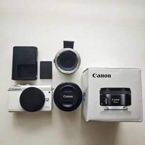 Canon ミラーレス一眼カメラ+EOS M100 EF 50mm f1.8 STM+マウントアダプター EF-EOS M
