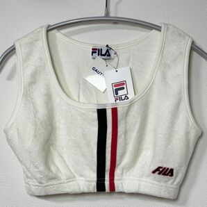 FILA フィラ タオル生地 タンクトップ ブラトップ スポーツ M ノースリーブ ホワイト 白