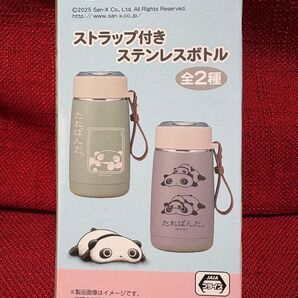 たれぱんだ ストラップ付きステンレスボトル250ml グリーン