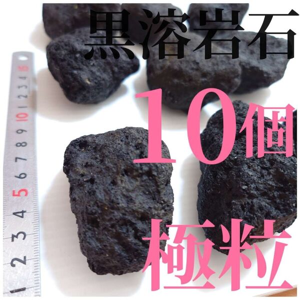 【希少】黒溶岩石 10個 【極粒】☆アクアリウム、テラリウム、コケリウムに最適