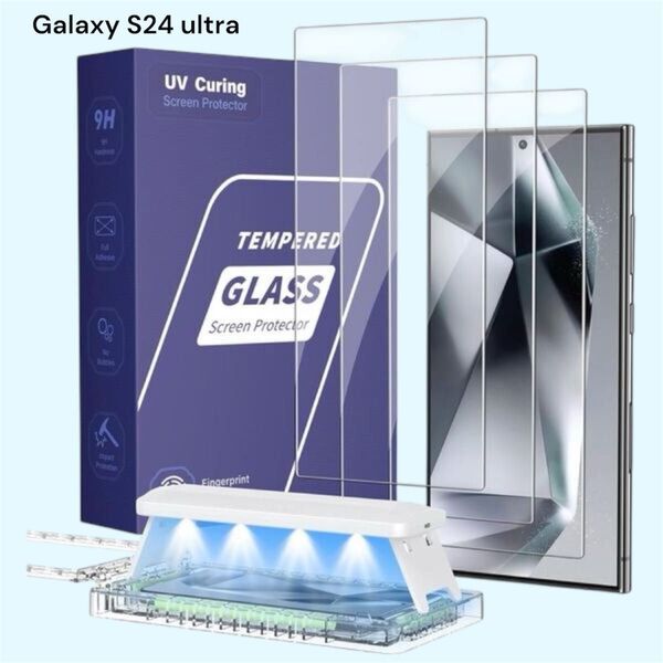 UVフィルム Galaxy S24 Ultra ガラスフィルム 3枚セット 保護フィルム
