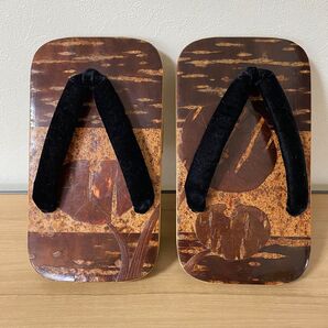 秋田樺細工 桜皮 桐下駄 樺細工