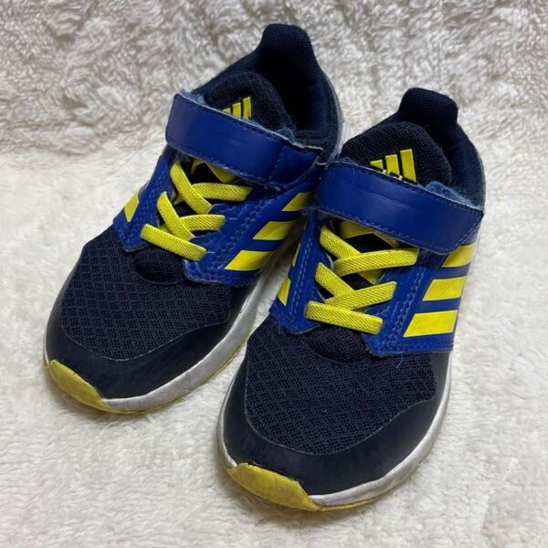訳あり adidas スニーカー 17cm インソールなし ブルー イエロー シューズ 靴 アディダス 黄 青 F36102